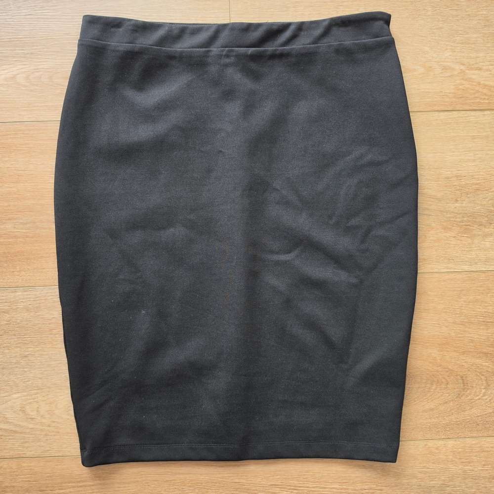 Lulus Women Black Pencil Skirt XL Knee Length w/ Side Zip